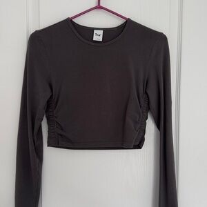 TNA Women's Charcoal Long Sleeve Crop Top